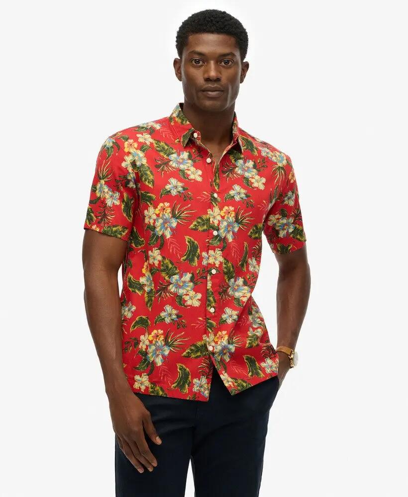 superdry Hawaiian Printed Shirt – relaxed fit, Botanical Red 2/7