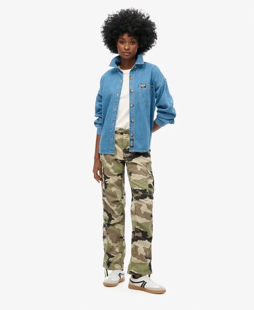 superdry Calças Cargo Low Rise Straight em algodão elástico 2/6