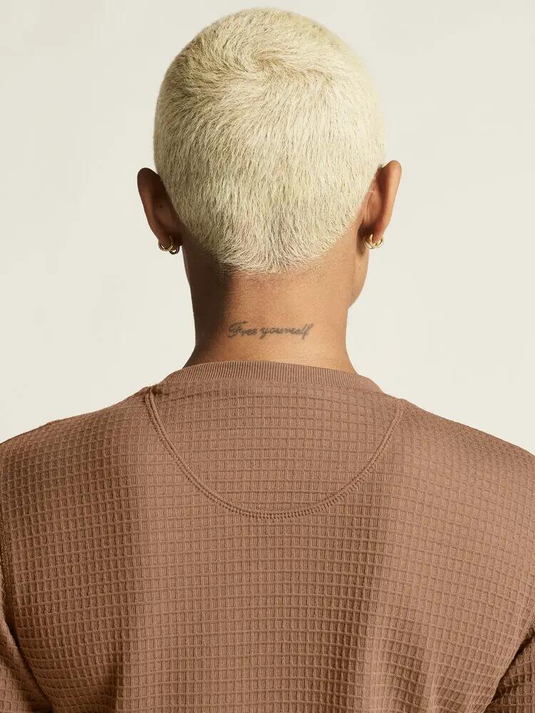 craft Wool Waffle RN W T-shirt de mangas compridas em lyocell e lã 3/7