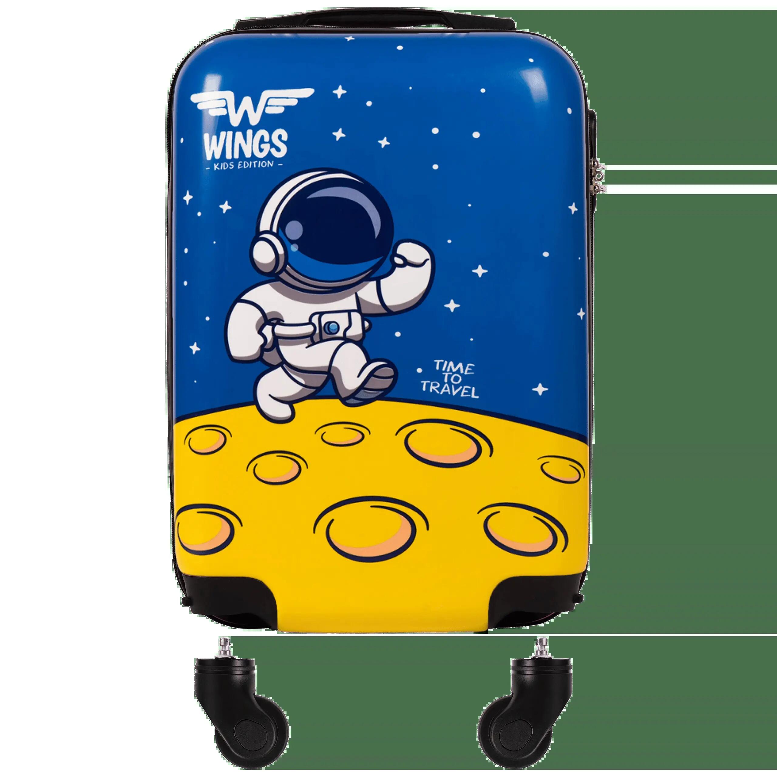 VALISE ENFANT CABINE RIGIDE WINGS BLEU ASTRONAUTE XS 18" 5/10