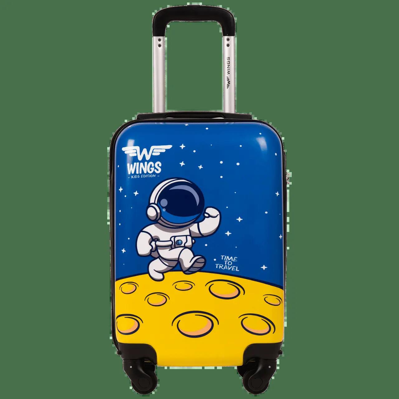 VALISE ENFANT CABINE RIGIDE WINGS BLEU ASTRONAUTE XS 18" 3/10