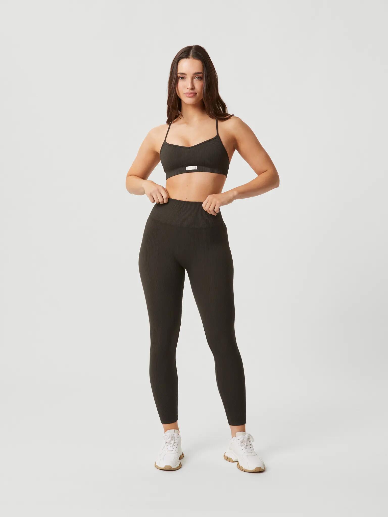 bjorn_borg STUDIO SEAMLESS RIBBED TIGHTS bezszwowe prążkowane legginsy – PEAT 3/3