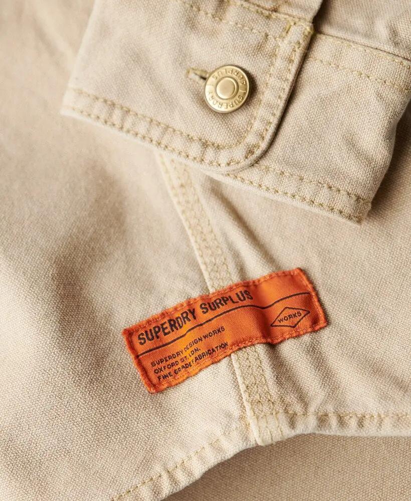 superdry Surplus Canvas Overshirt in 100% cotone – Pale Khaki 7/7