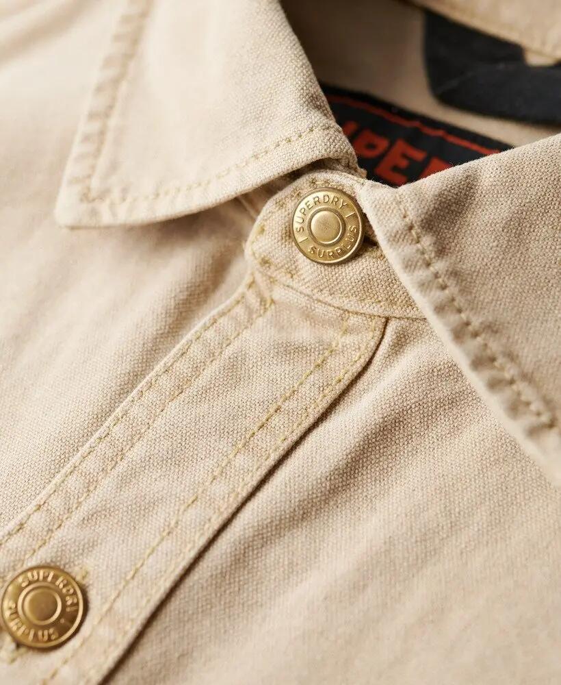 superdry Surplus Canvas Overshirt in 100% cotone – Pale Khaki 6/7
