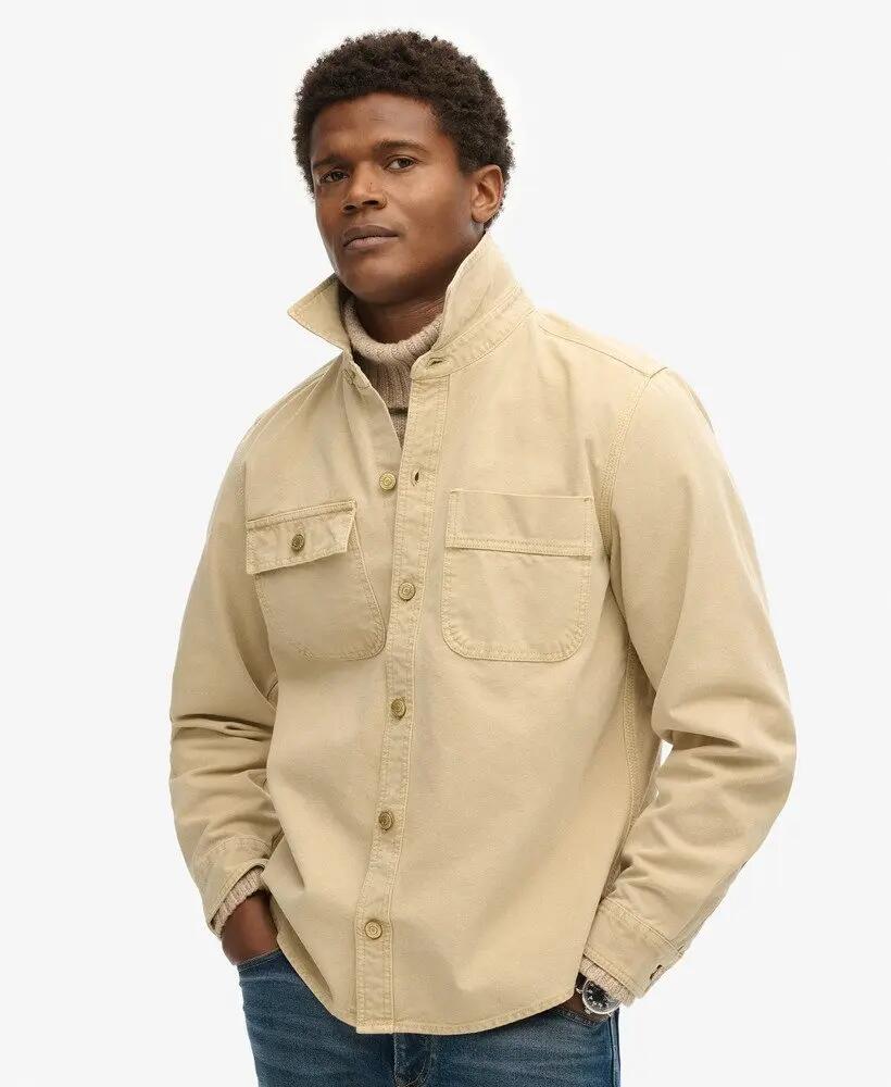 superdry Surplus Canvas Overshirt in 100% cotone – Pale Khaki 5/7
