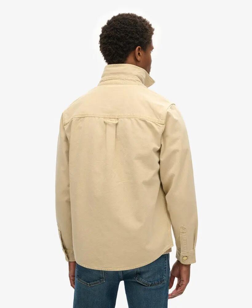 superdry Surplus Canvas Overshirt in 100% cotone – Pale Khaki 4/7