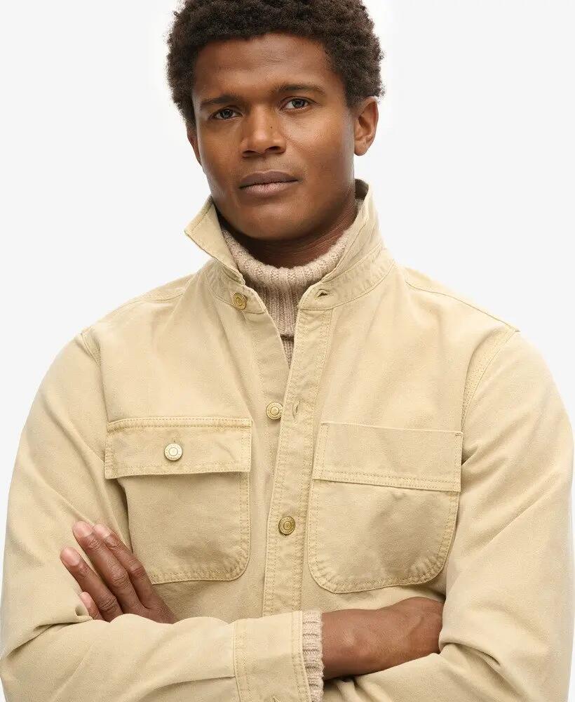 superdry Surplus Canvas Overshirt in 100% cotone – Pale Khaki 3/7