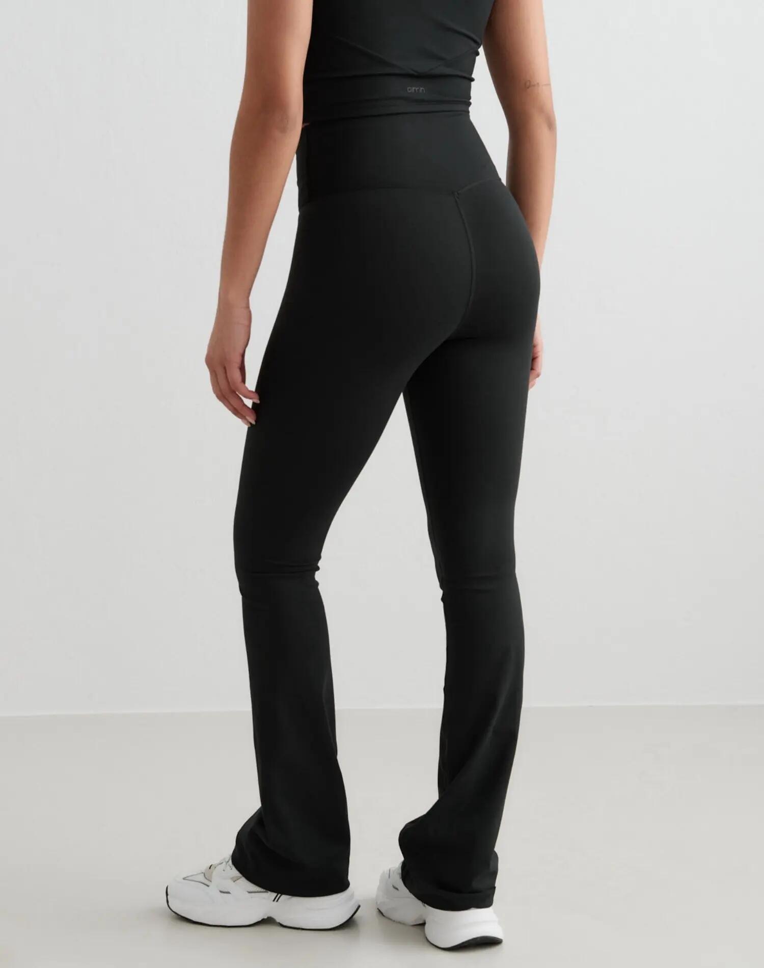 Damen Leggings Ausgestellt Hoher Bund Lang Sense Schwarz 3/4