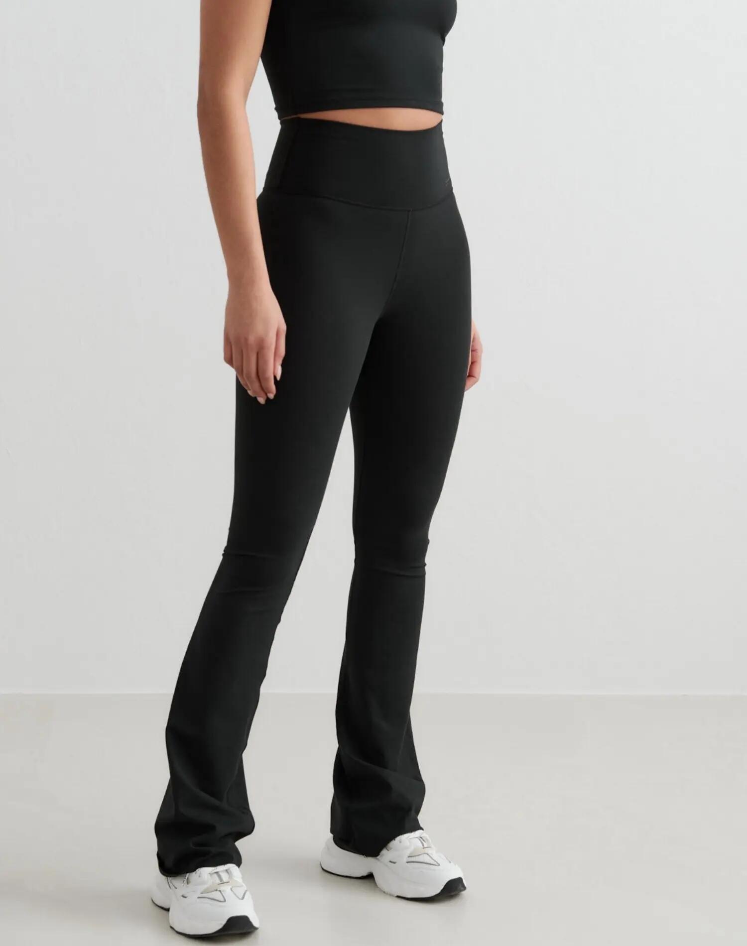 Damen Leggings Ausgestellt Hoher Bund Lang Sense Schwarz 2/4