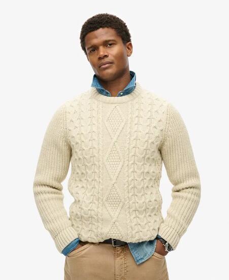 superdry Jacob Cable Knit Jumper – maglione a trecce vestibilità rilassata