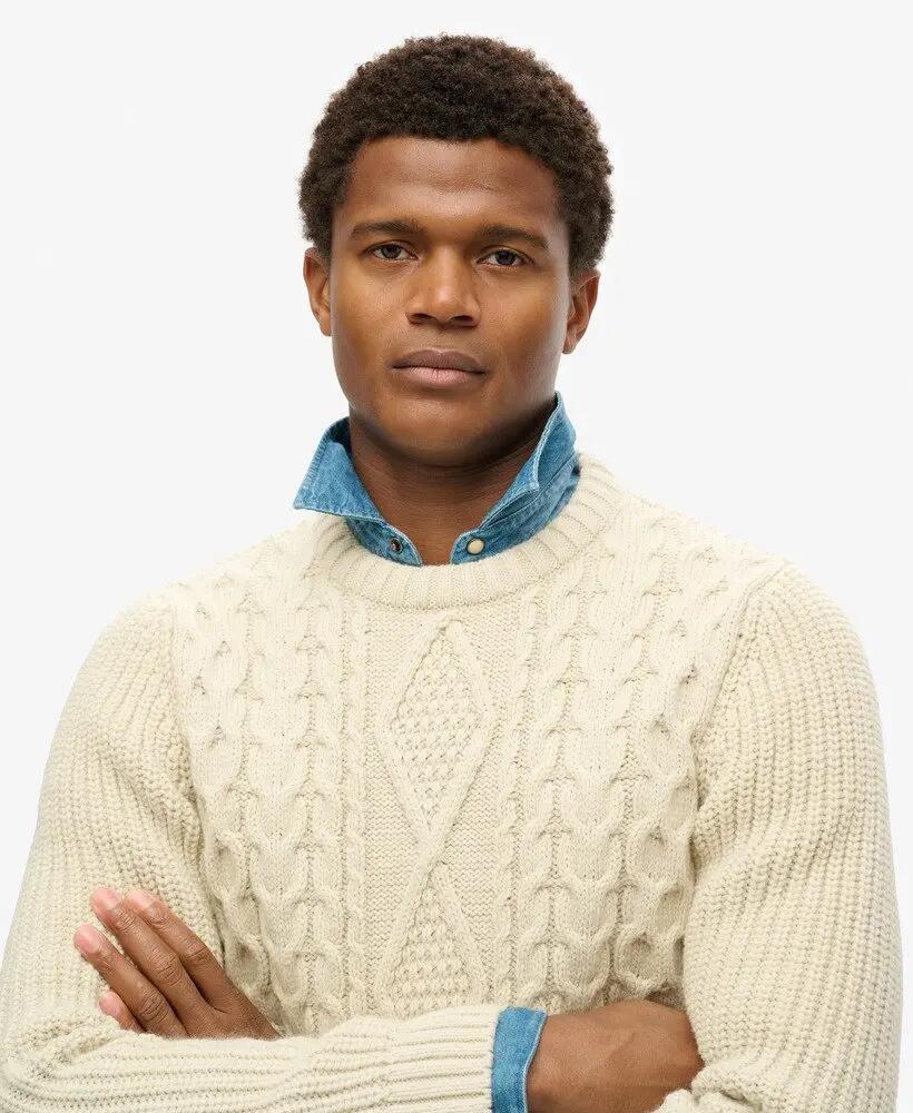 superdry Jacob Cable Knit Jumper – camisola de tranças, corte relaxed 3/6