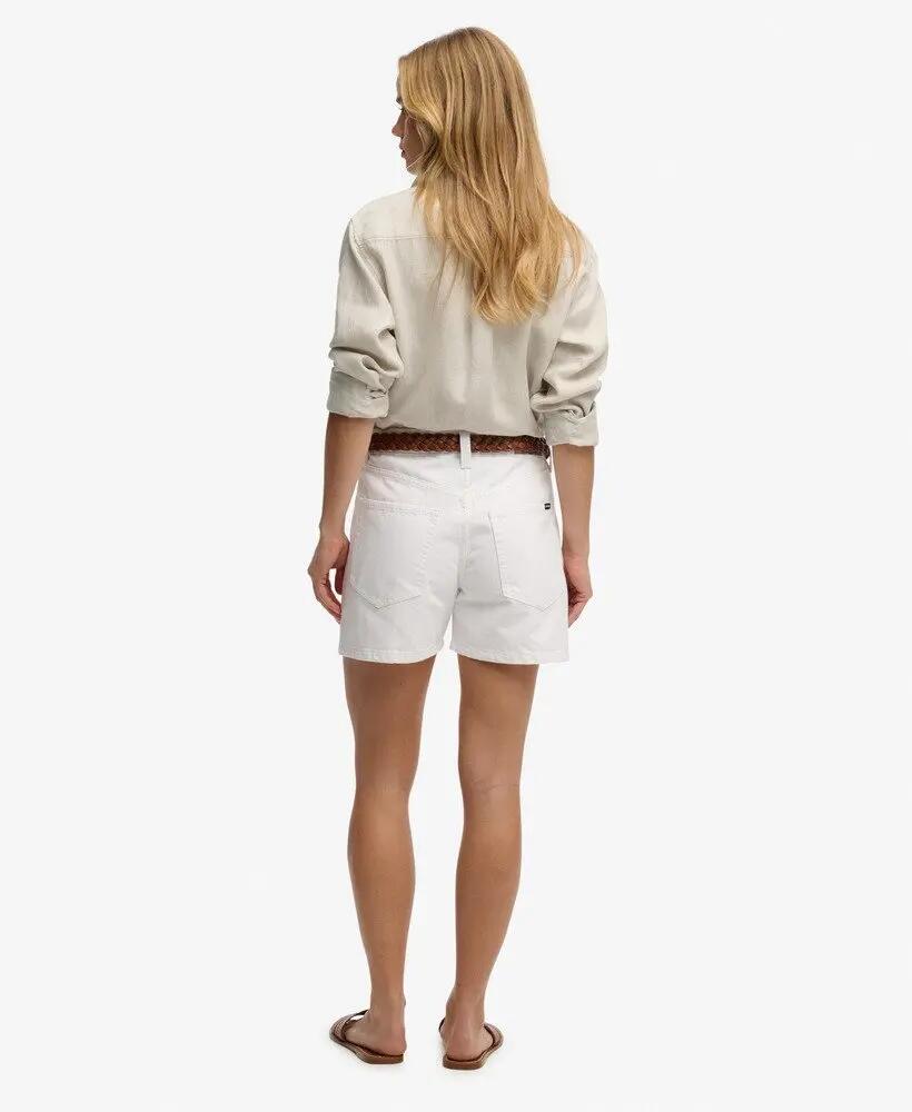 superdry Mid Rise Denim Shorts wit van biologisch katoen 6/7