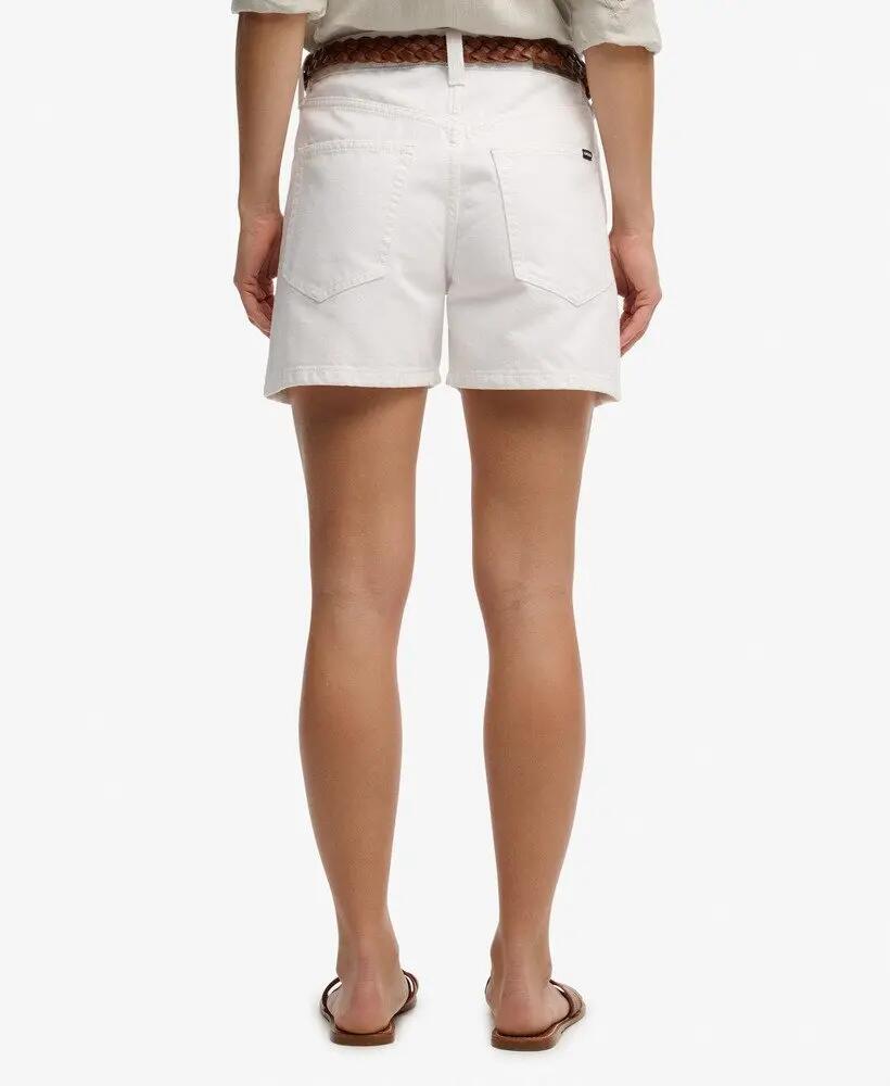 superdry Mid Rise Denim Shorts wit van biologisch katoen 4/7