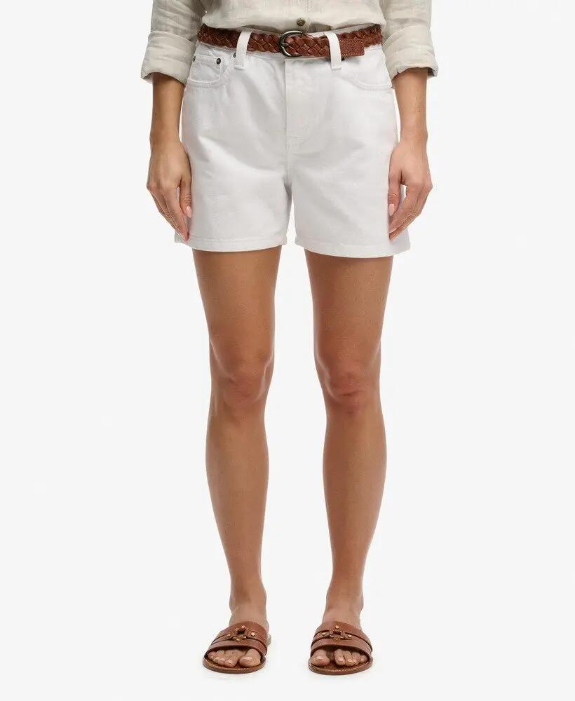 superdry Mid Rise Denim Shorts wit van biologisch katoen 3/7