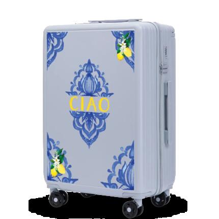 Grande valise Wings ABS+ 28" personnalisée BLEU PASTEL COQUELICOTS POPIERSIE