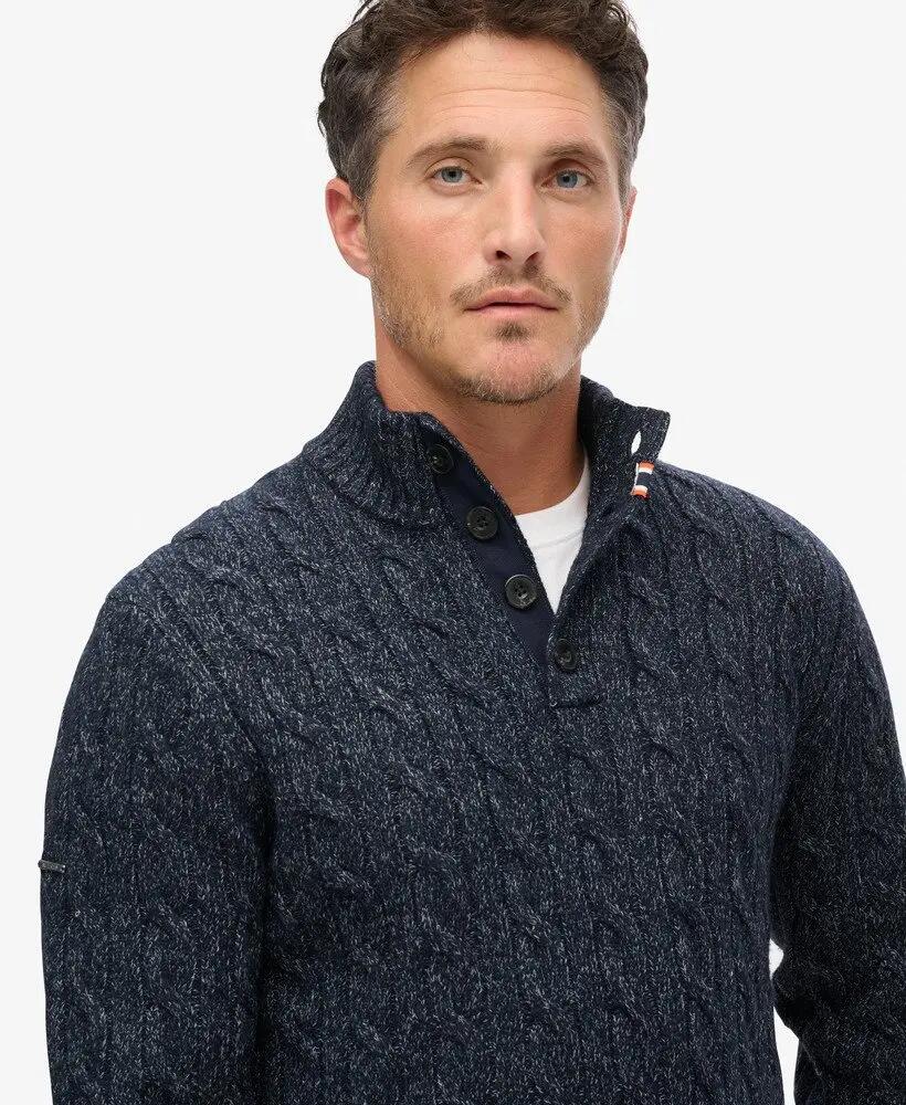 superdry Maglione Cable Button Neck - Collo alto con bottoni 3/6