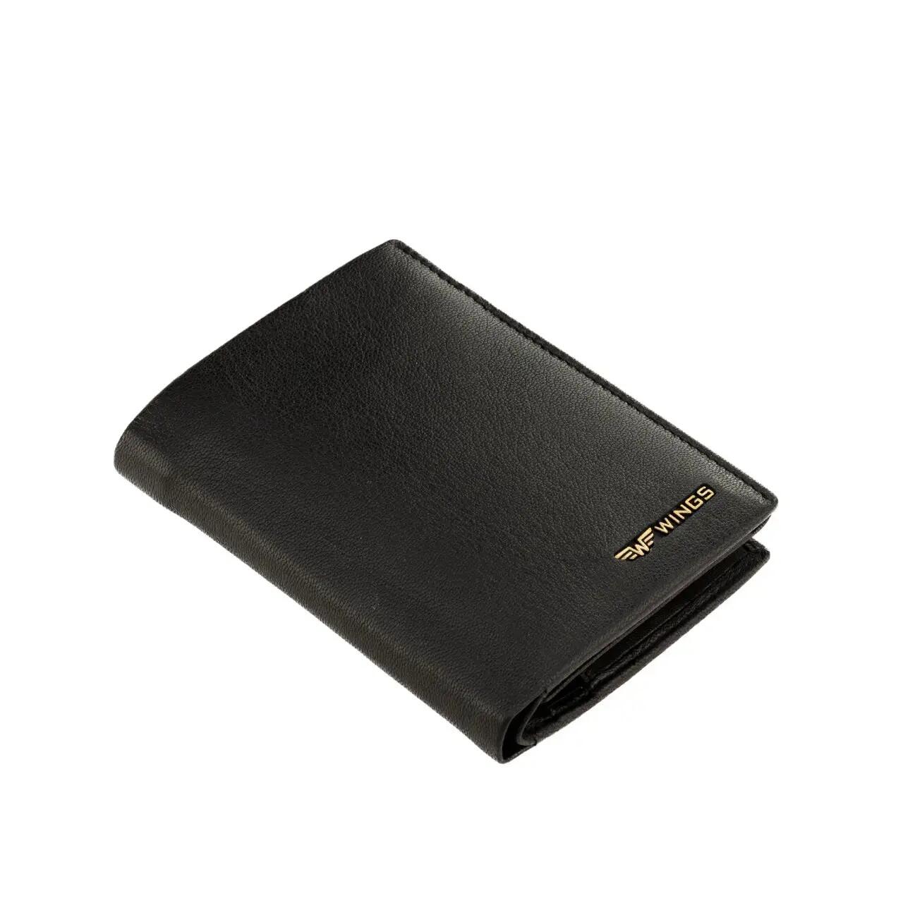 WINGS Portefeuille homme en cuir de chèvre noir 5/7