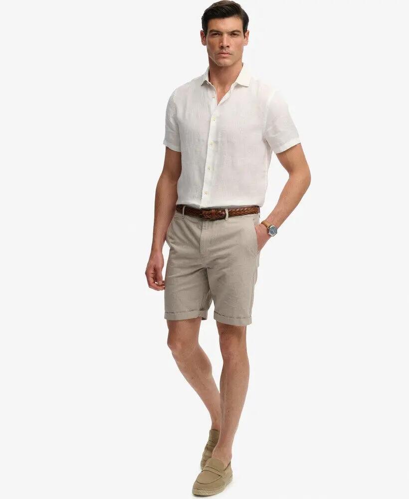superdry Premium Textured Chino Shorts katoen/linnen – straight fit 5/6