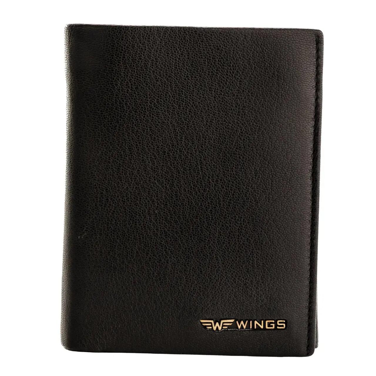 WINGS Portefeuille homme en cuir de chèvre noir 4/7