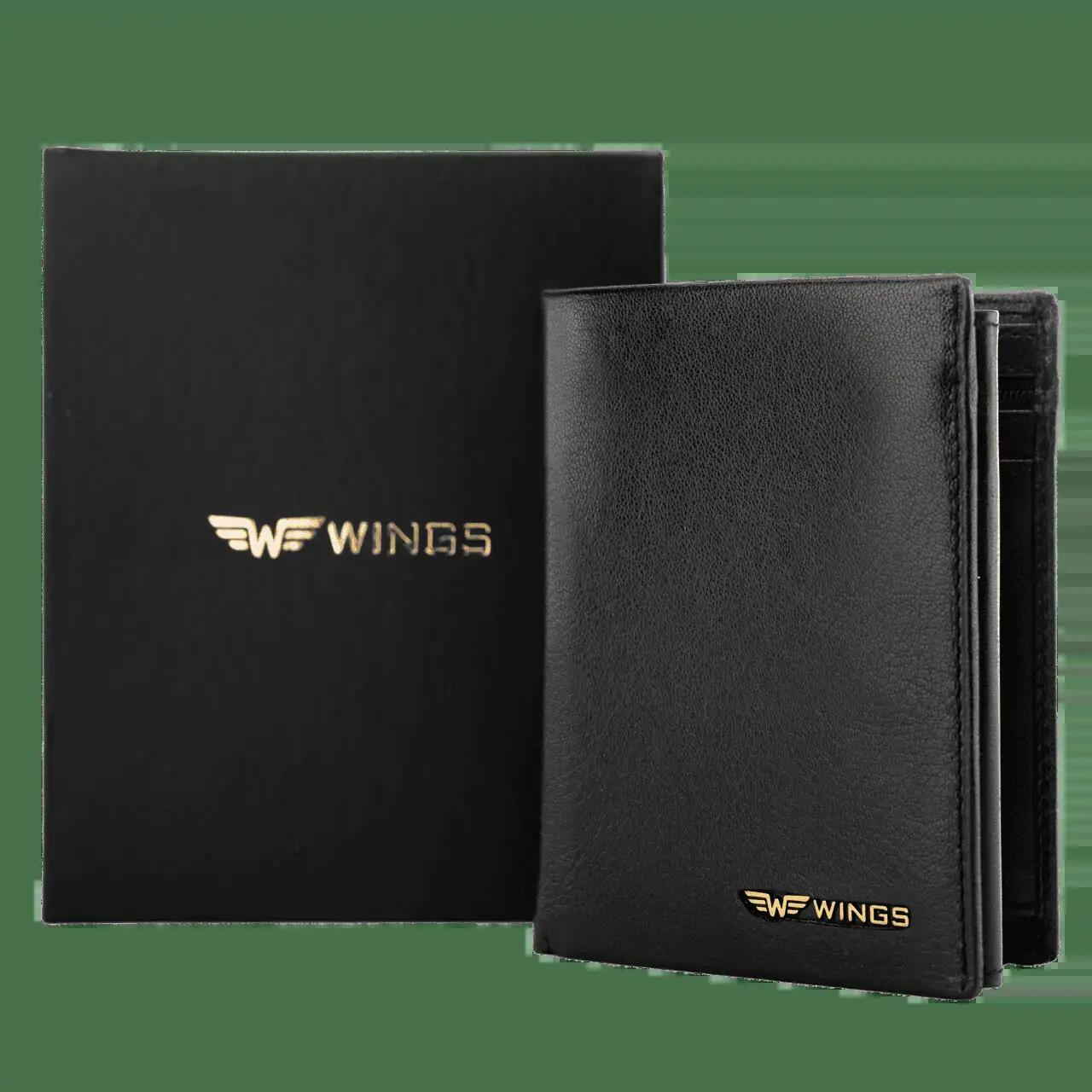 WINGS Portefeuille homme en cuir de chèvre noir 2/7