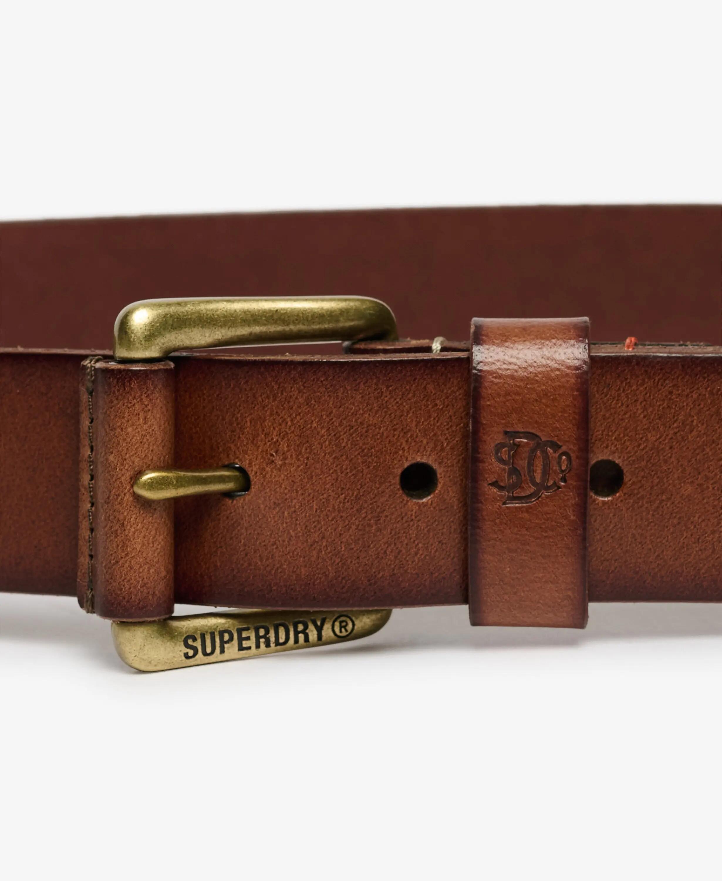 superdry Ceinture Classic en cuir - 100% cuir buffle, TAN 3/4