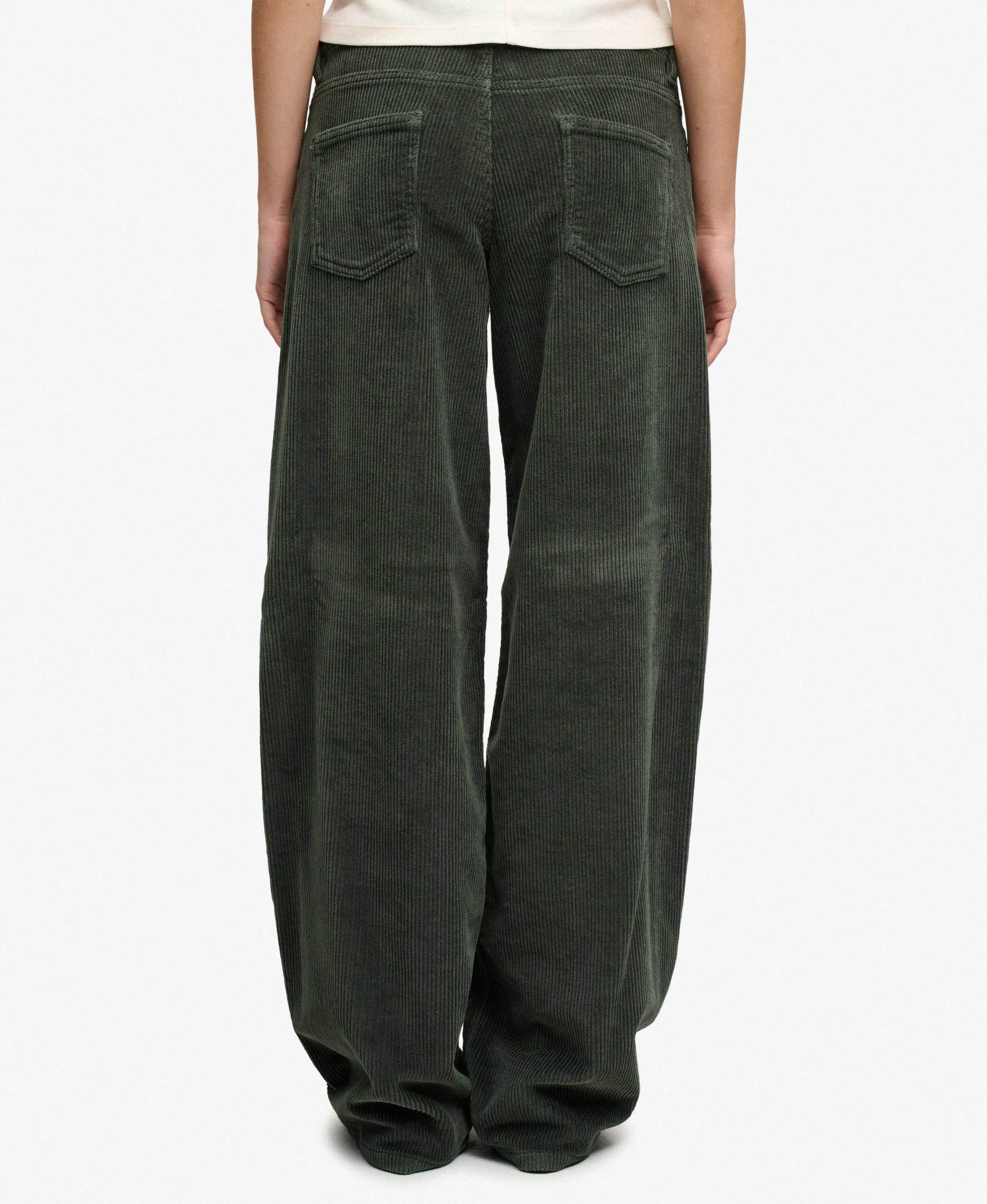 superdry Mid Rise Baggy Jumbo Cord Broek Dames Deep Forest Green 6/7