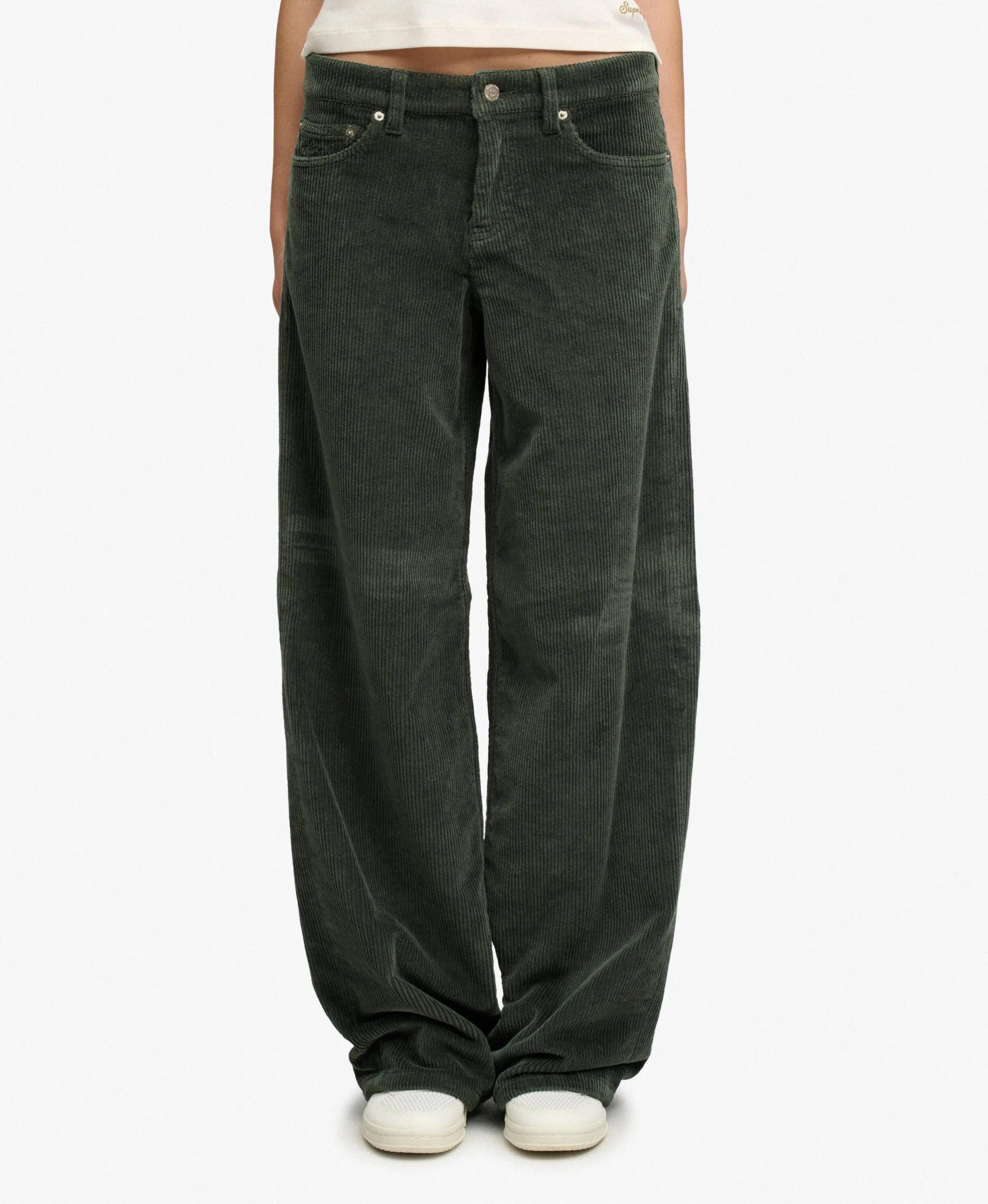 superdry Mid Rise Baggy Jumbo Cord Broek Dames Deep Forest Green 5/7