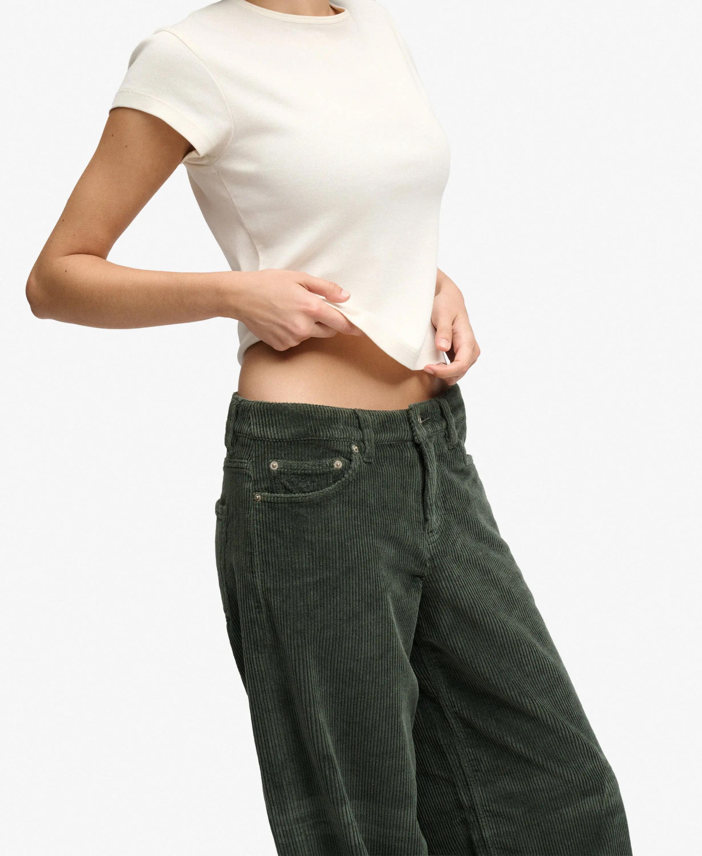 superdry Mid Rise Baggy Jumbo Cord Broek Dames Deep Forest Green 4/7