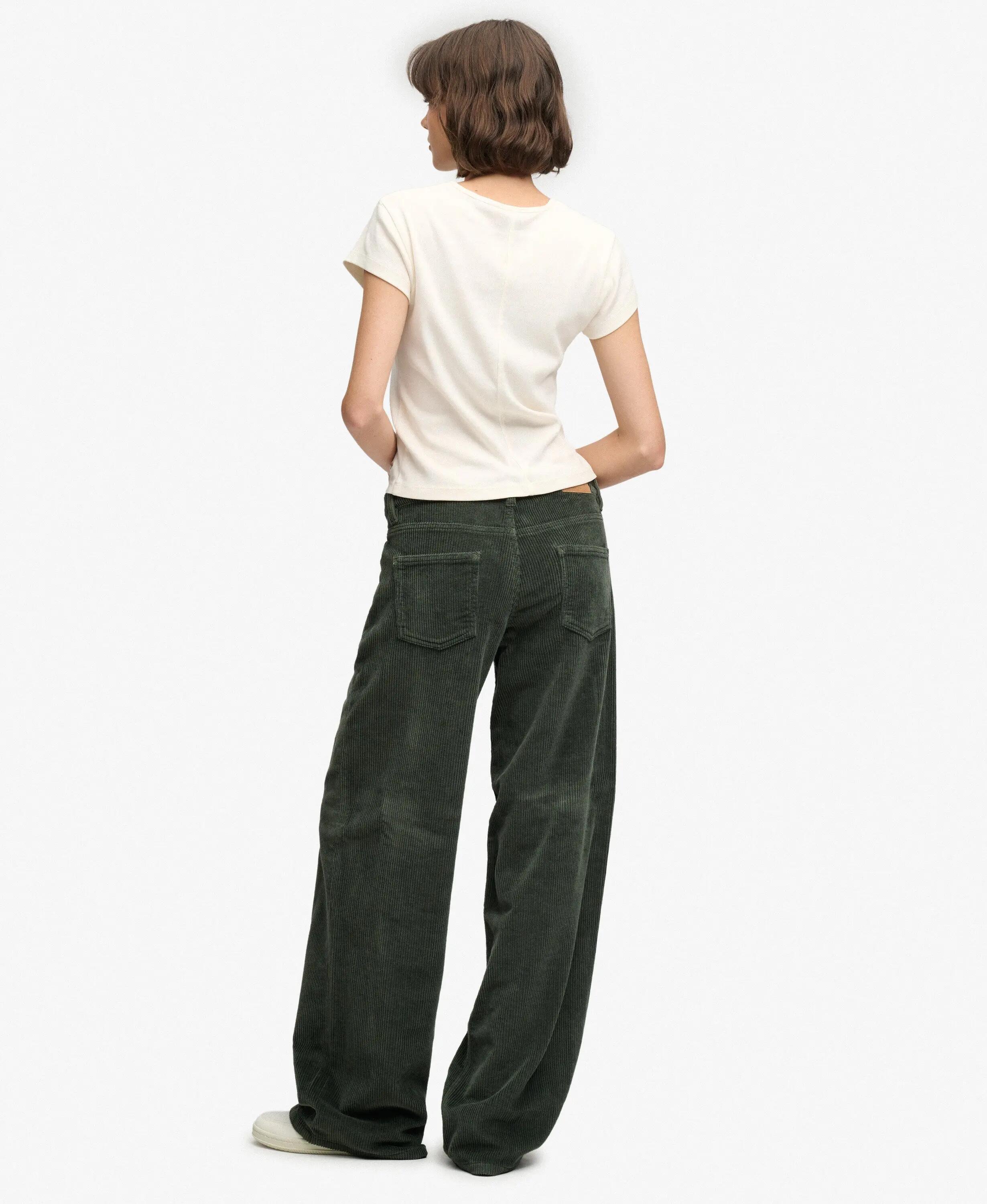 superdry Mid Rise Baggy Jumbo Cord Broek Dames Deep Forest Green 2/7