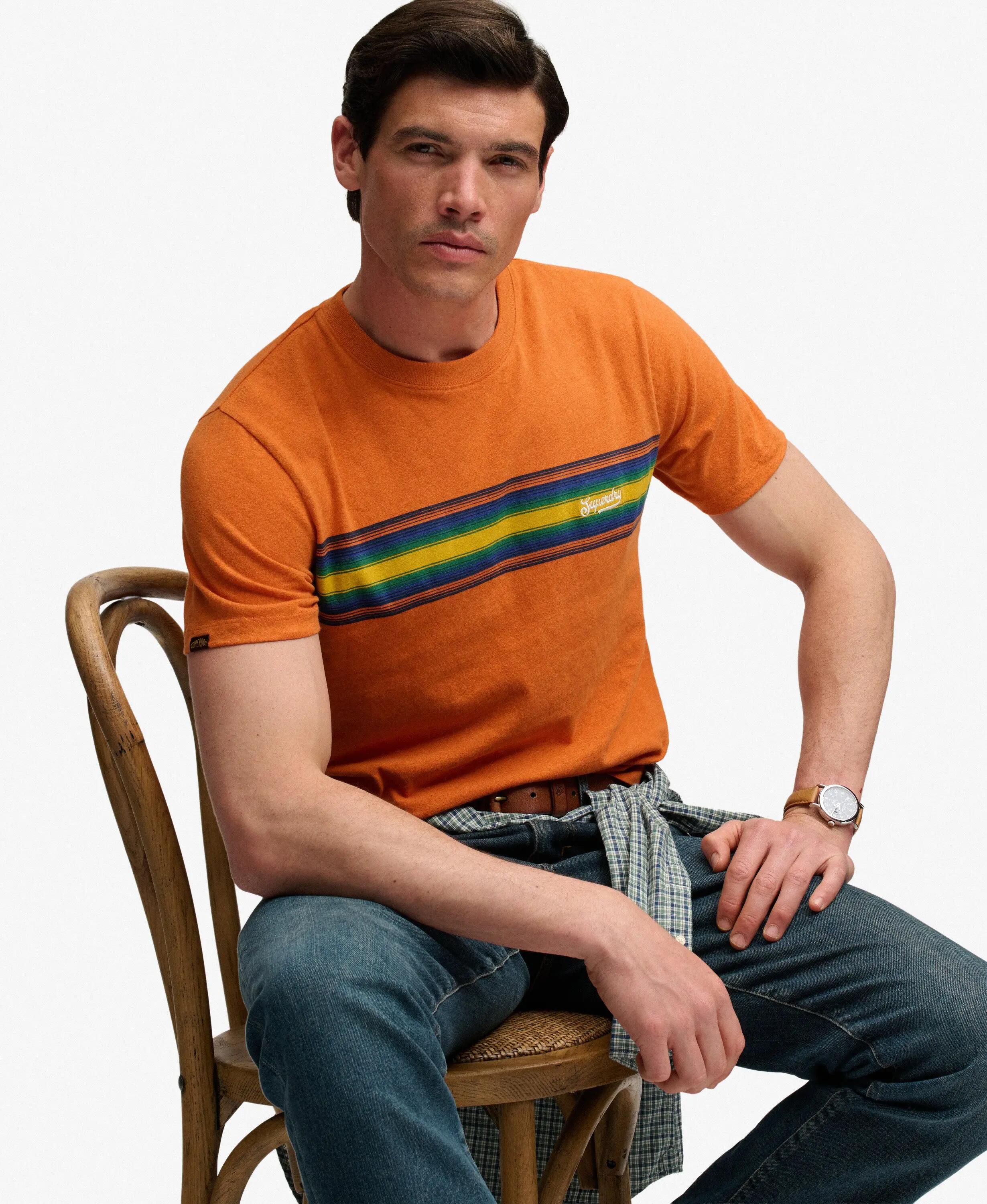 superdry T-shirt Outdoor Stripe Logo Relaxed em algodão orgânico 2/5