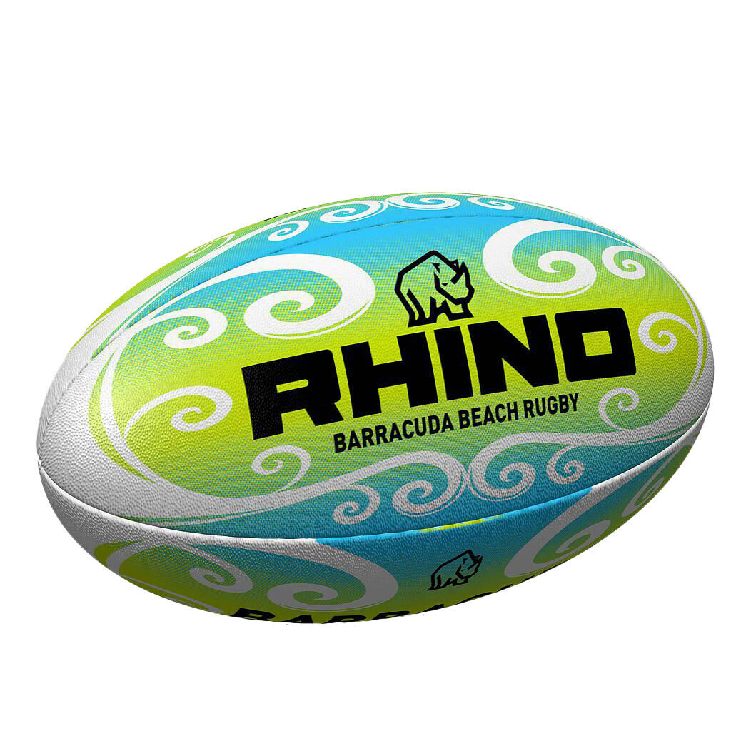 RHINO Barracuda Beach Rugby Ball (Green/Blue/White)