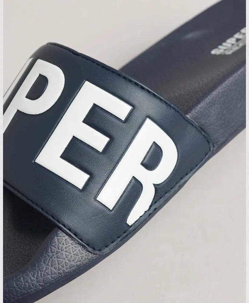 superdry Code Core Pool Sliders ciabatte da piscina imbottite Deep Navy/Optic 4/5