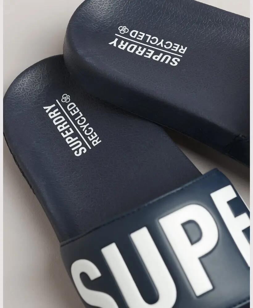 superdry Code Core Pool Sliders ciabatte da piscina imbottite Deep Navy/Optic 3/5
