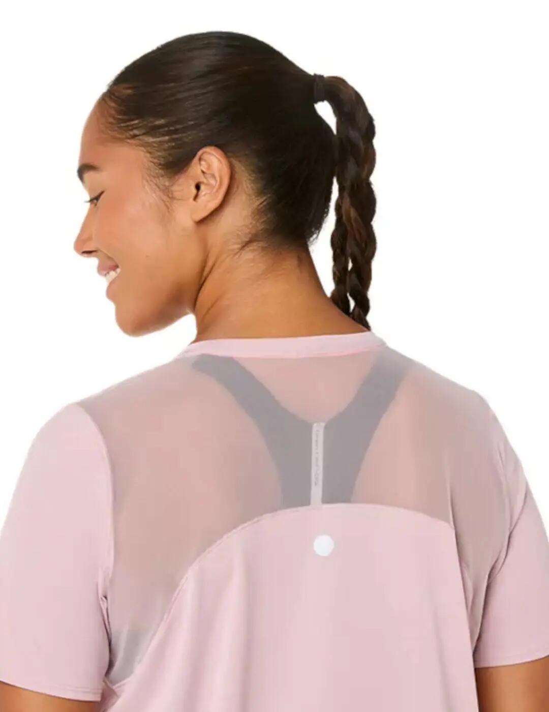 Camiseta de manga curta para Mulher Asics Road ss Rosa. 5/5