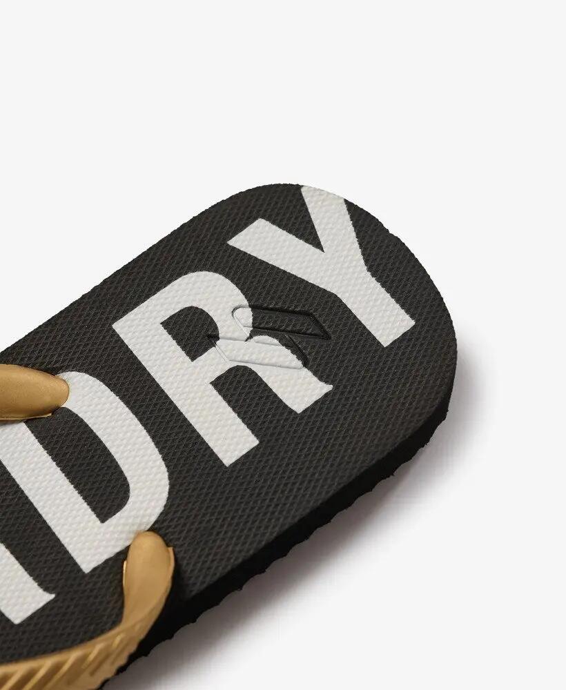 superdry Chinelos Code Essential em borracha – Preto/Ouro Metálico 6/7