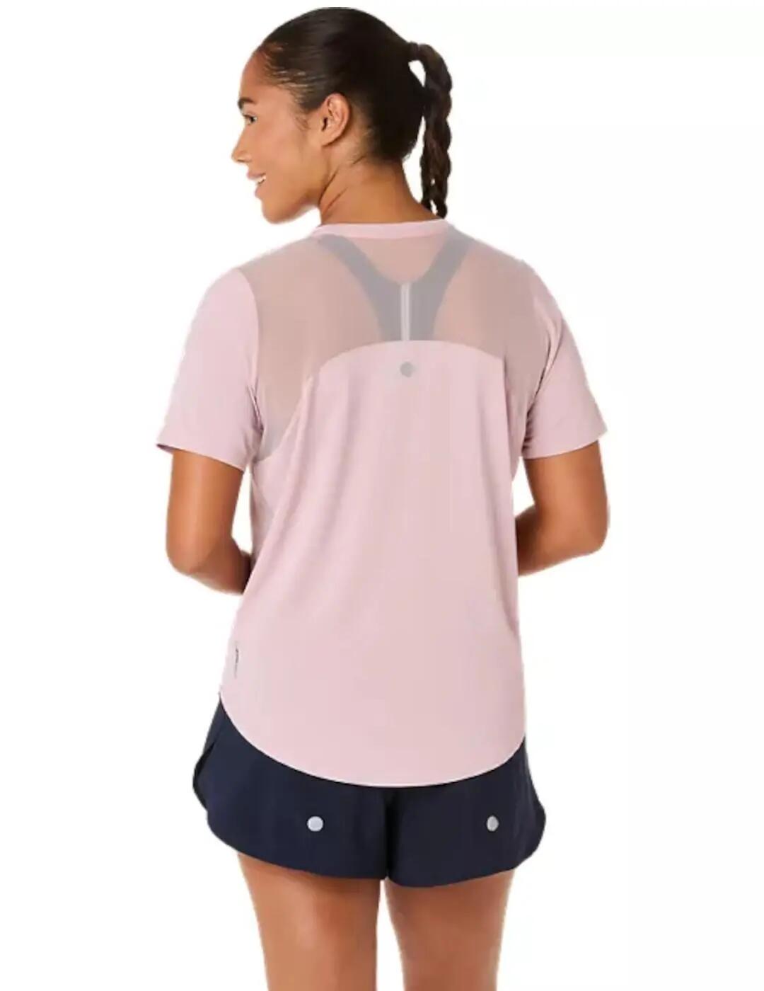 Camiseta de manga curta para Mulher Asics Road ss Rosa. 3/5