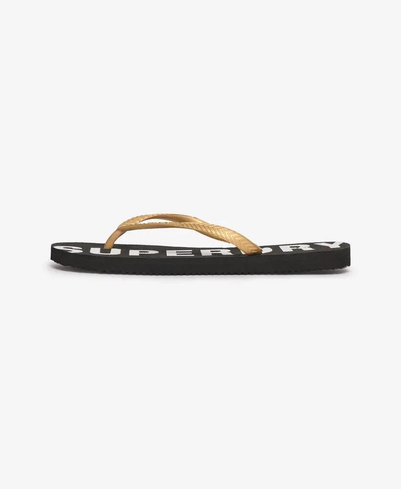 superdry Chinelos Code Essential em borracha – Preto/Ouro Metálico 4/7