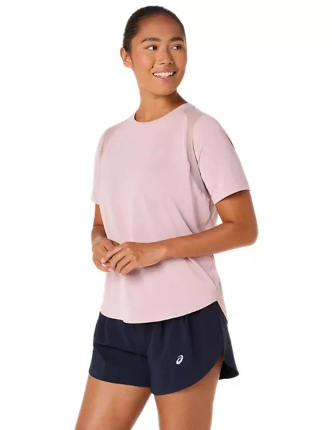 Camiseta de manga curta para Mulher Asics Road ss Rosa. 2/5
