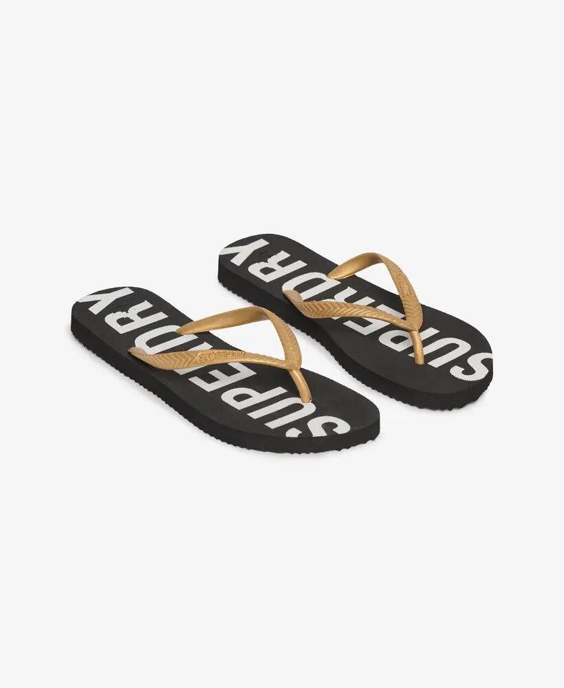 superdry Chinelos Code Essential em borracha – Preto/Ouro Metálico 3/7