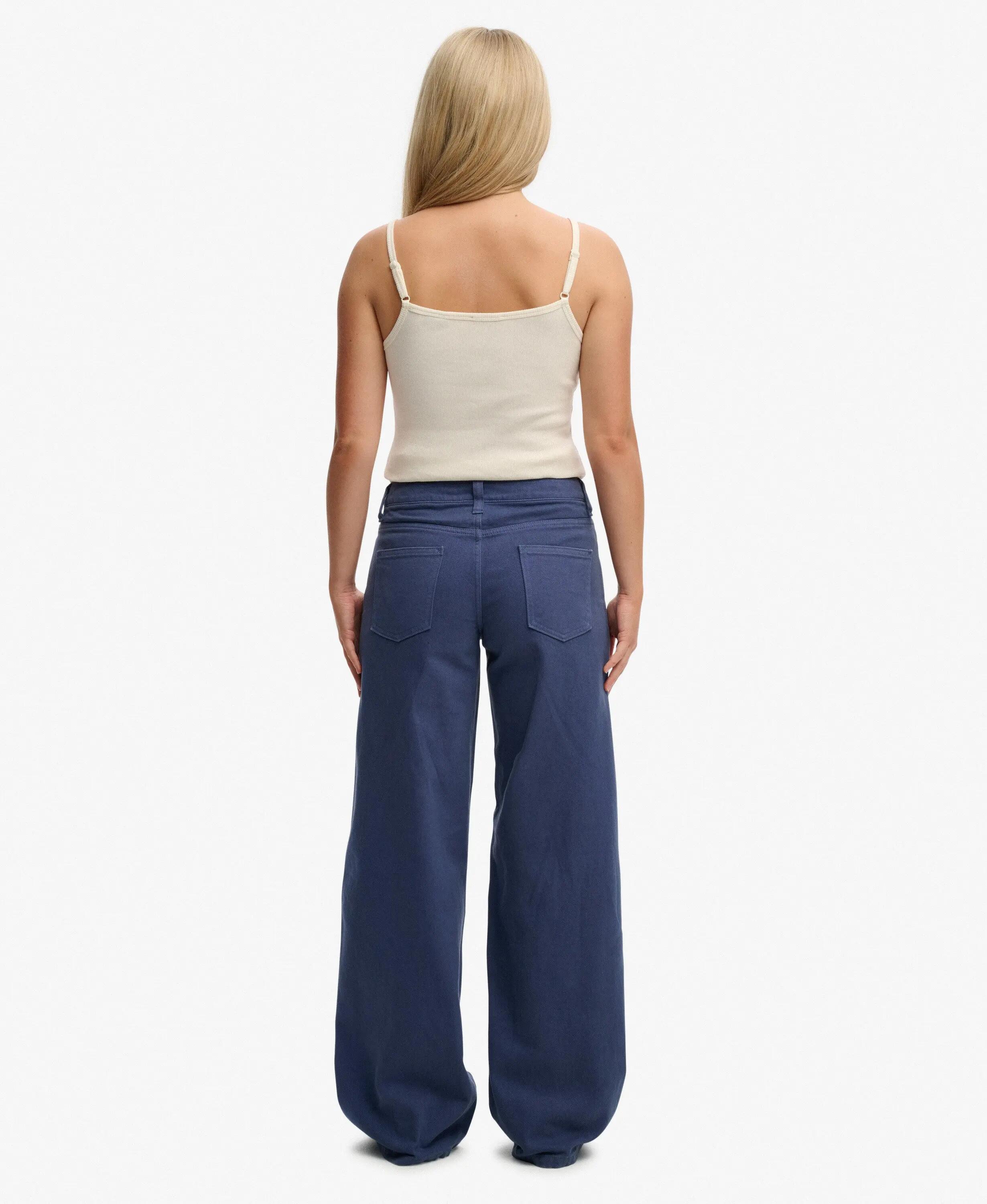 superdry Pantalon Mid Rise Baggy en coton - coupe large – Mariner Navy 6/6