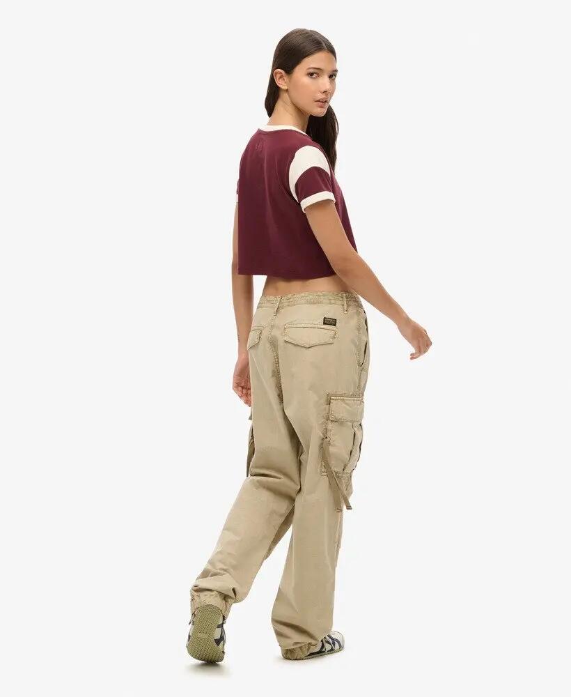 superdry Spodnie Low Rise Para Cargo damskie — 100% bawełna, Stonewash Taupe 3/6