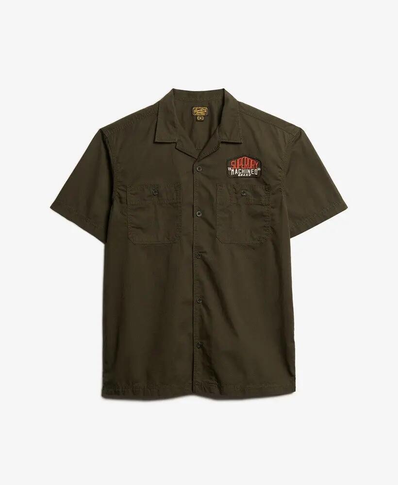 superdry Short Sleeve Mechanic Shirt aus 100% Baumwolle Olive 6/6
