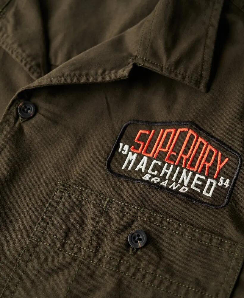 superdry Short Sleeve Mechanic Shirt aus 100% Baumwolle Olive 5/6