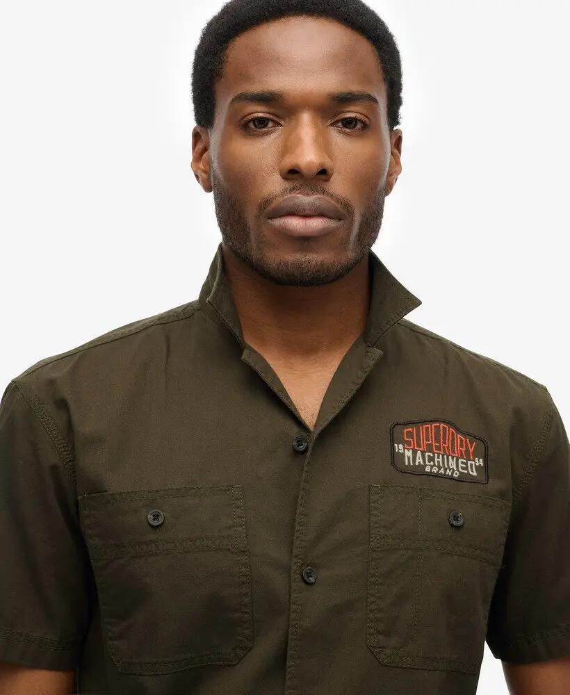 superdry Short Sleeve Mechanic Shirt aus 100% Baumwolle Olive 3/6