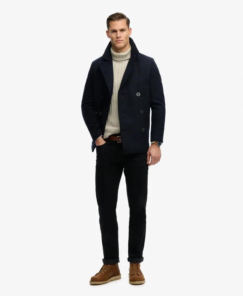 superdry The Merchant Store - Casaco Pea Coat em mistura de lã 3/7