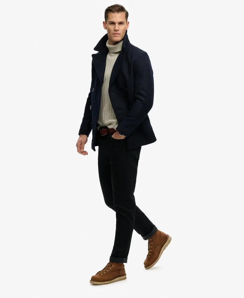 superdry The Merchant Store - Casaco Pea Coat em mistura de lã 2/7