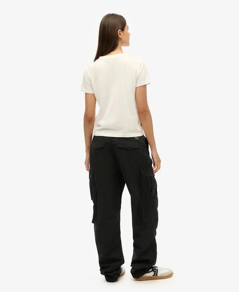 superdry Pantaloni Low Rise Para Cargo donna — Cotone 100%, Nero 3/6
