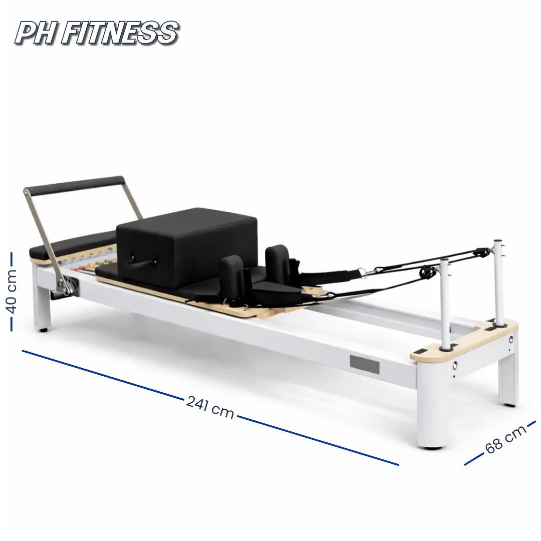 Reformer Pilates en aluminium avec box et 6 ressorts - blanc 5/9