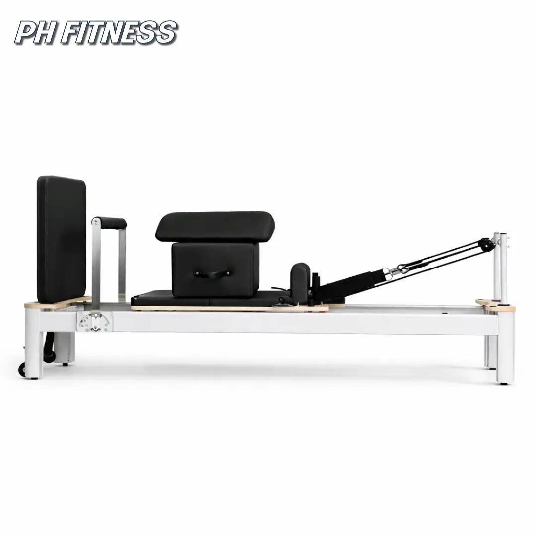 Reformer Pilates en aluminium avec box et 6 ressorts - blanc 4/9