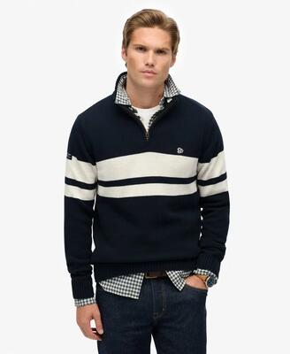 Superdry katoenen gestreepte half‑zip trui van biologisch katoen